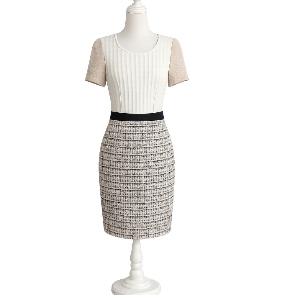 St. John Colorblock Knit Tweed Career Cocktail Dress Women's Size 2 Old Money